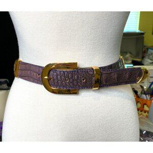 Belt by Simon women's western belt size large purple alligator gold tone Boho